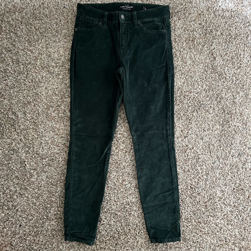Lucky Brand Green Moss Corduroy Ava Skinny Pants